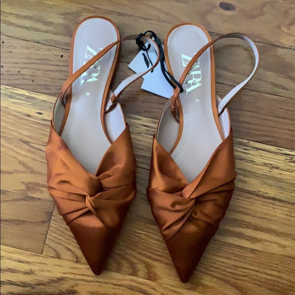 Zara Satin Slingback Flats *Never Worn*